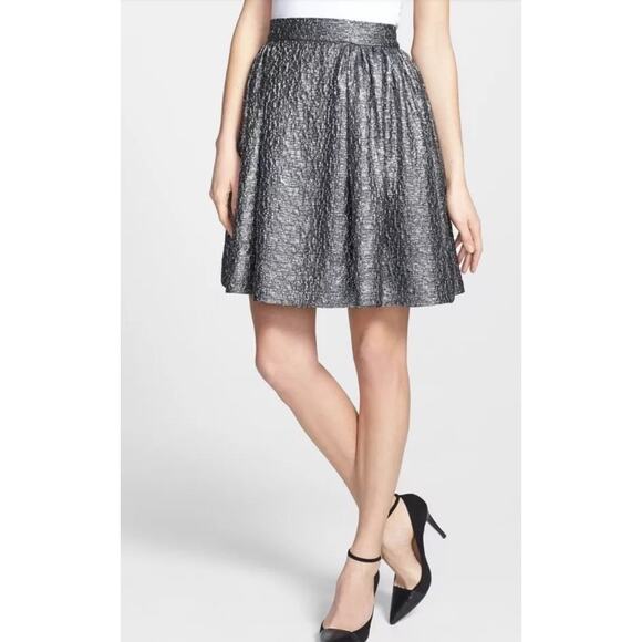 KATE SPADE NEW YORK METALLIC TWIRL REVERSE PLEAT COCKTAIL PARTY SKIRT SZ 0 $348 - Picture 2 of 11